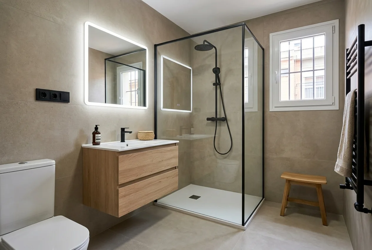 Baño moderno estilo nórdico en Actur Zaragoza terminado